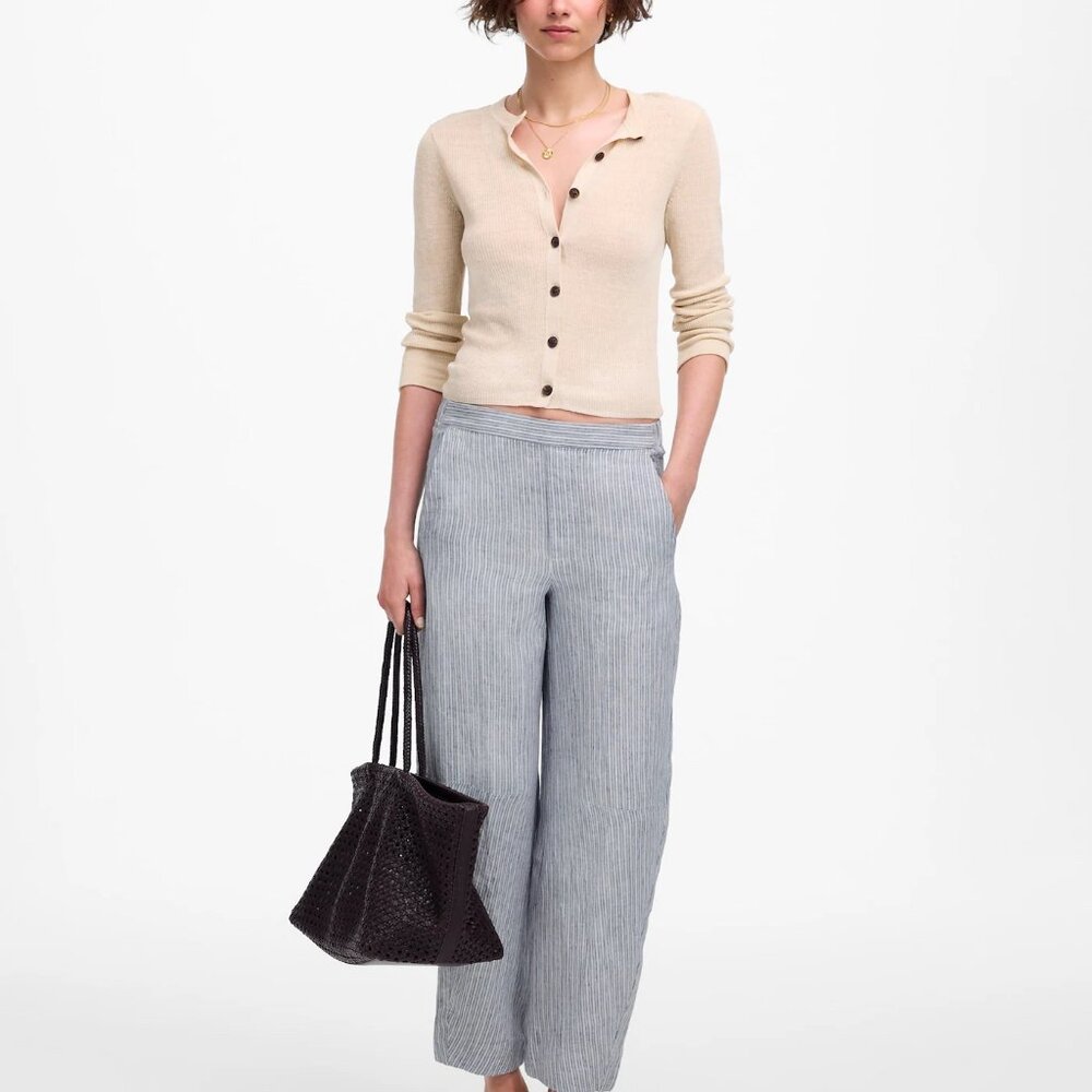 Madewell Pull-On Barrel-Leg Pants, Linen, Sz SMALL, NWT